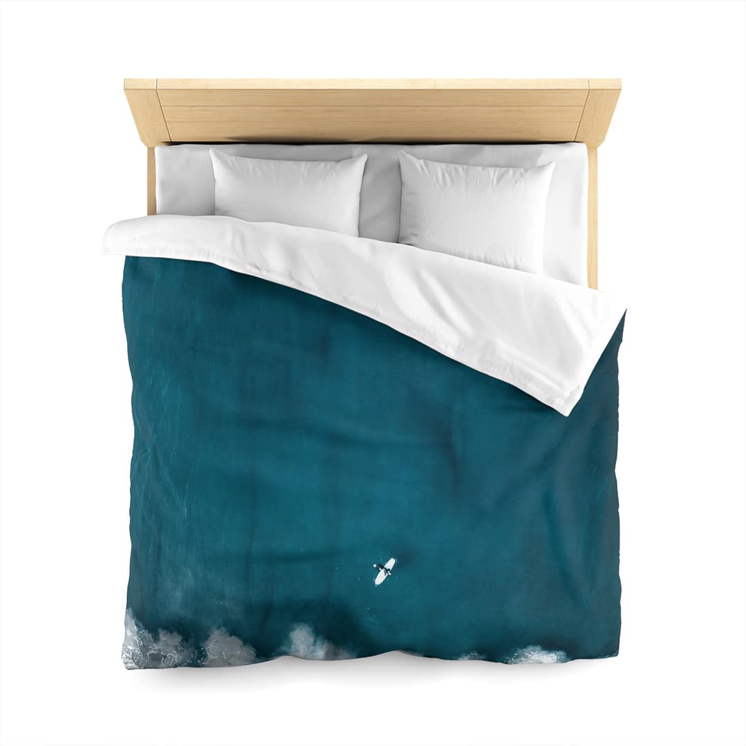 Oceanic Surfer Duvet Cover - Coastal-Modern Deep Sea - Image 5