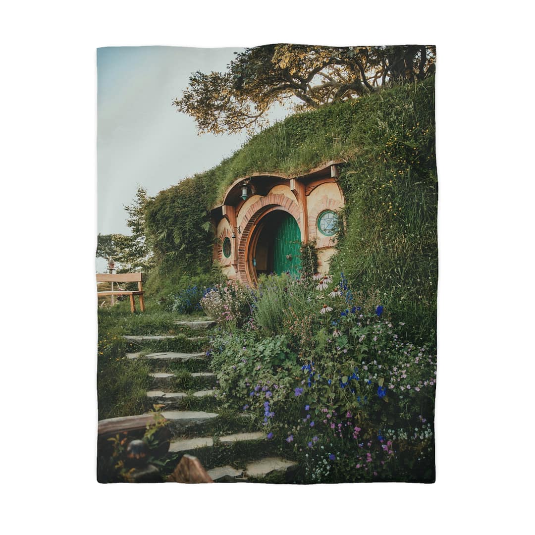 Cottagecore Hobbit Duvet Cover - Botanical-Pathway Rustic-Charm