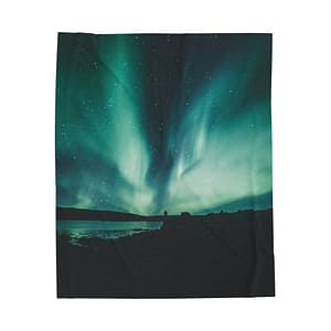 Aurora Borealis Velveteen Plush Blanket - Ethereal-Night Skyscape