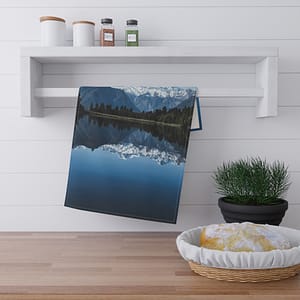 Alpine Reflection Tea Towel - Contemporary Natural Landscape View