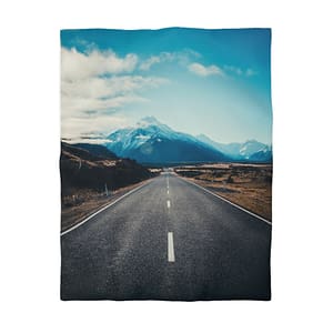 Alpine Horizon Duvet Cover - Cinematic-Mountain Roadscape