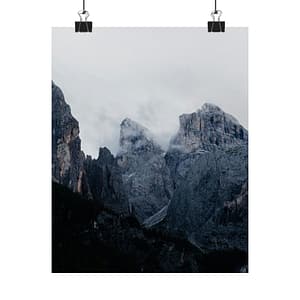 Mistbound Peaks Matte Vertical Poster - Scandinavian-Midnight Mountainscape
