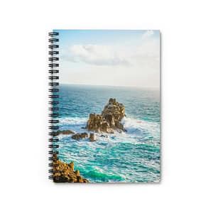 Coastal Waverock Spiral Notebook - Scandinavian Aqua Oceanfront