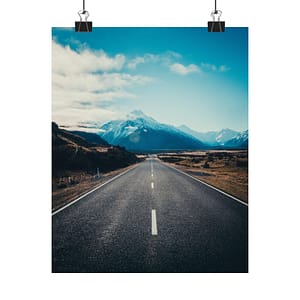 Alpine Horizon Matte Vertical Poster - Cinematic-Mountain Roadscape