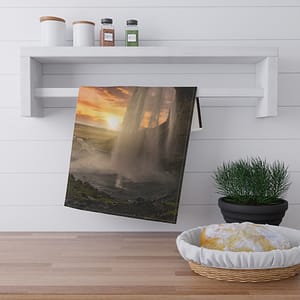 Aurora Cascade Tea Towel - Scandinavian-Midnight Sunscape